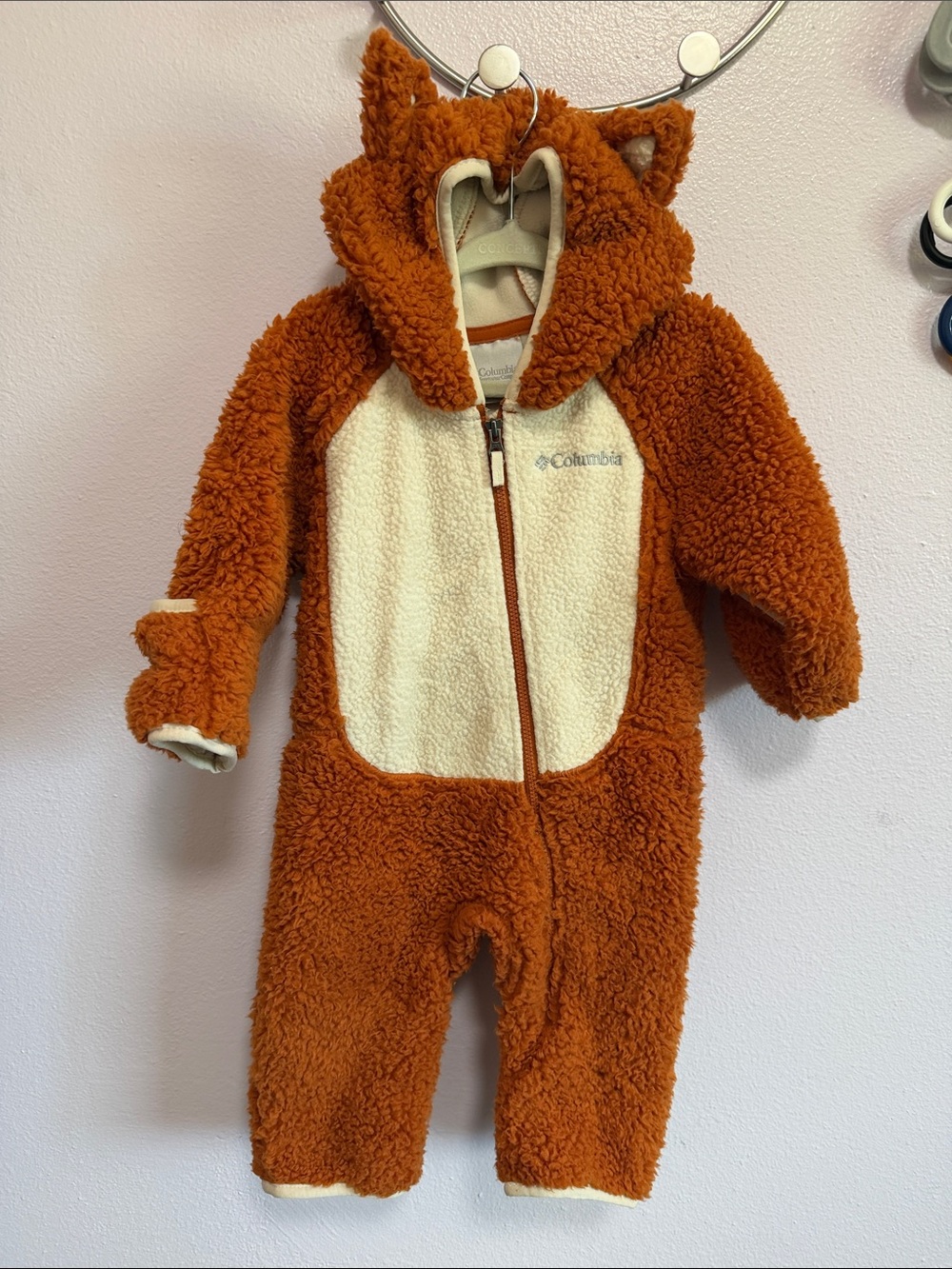 Columbia Rust Brown and Cream Sherpa Fox One-Piece